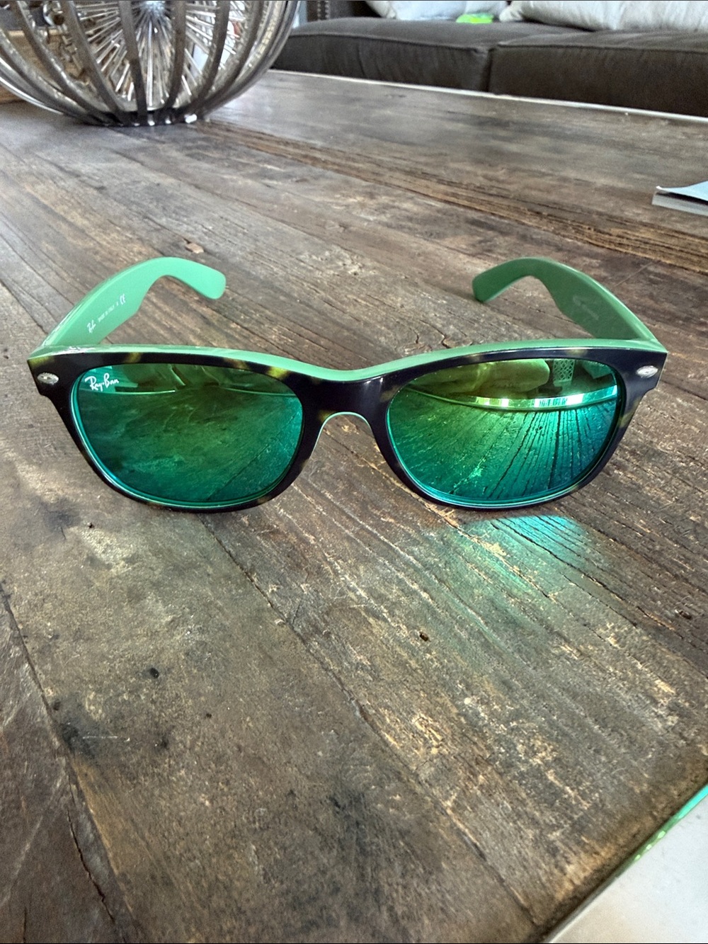 Ray-Ban Custom New Wayfarer green  Frame Sunglasses with Green Mirror Lenses